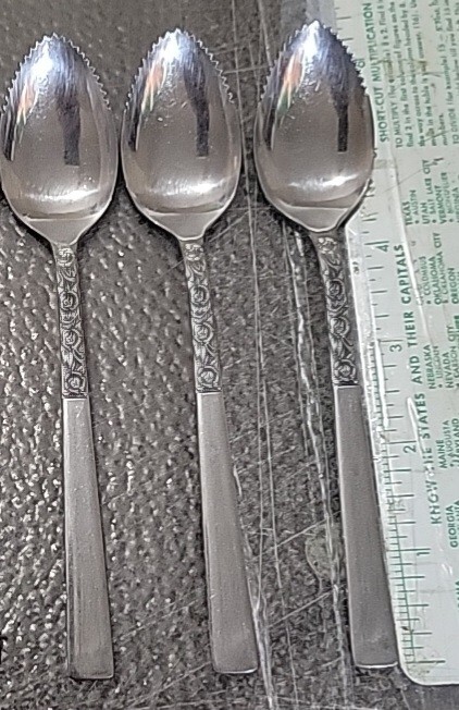 National Stainless Japan Rose Serenade Grapefruit Fruit Spoons Set Of 3