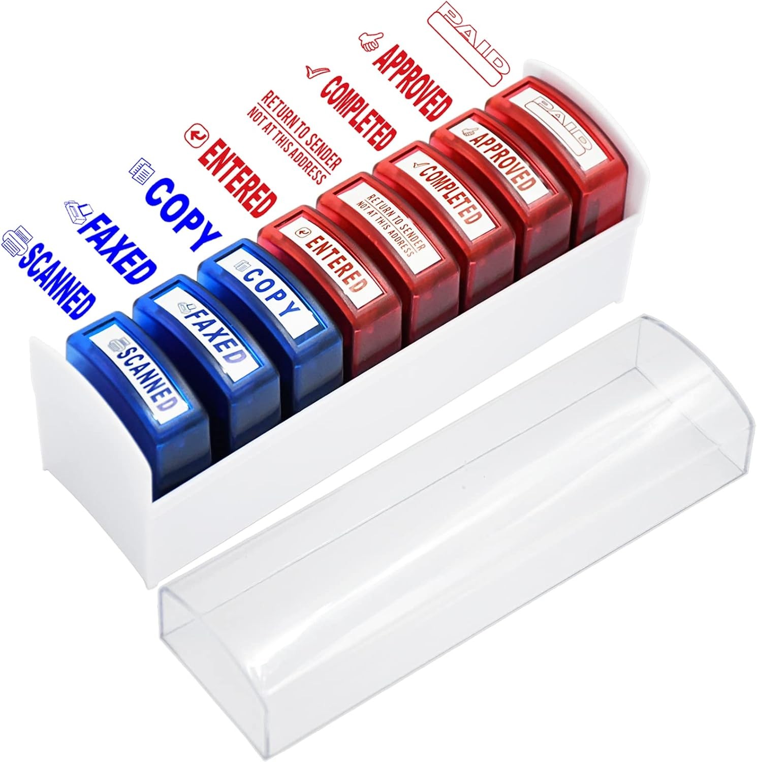 Self Inking Office Stamp Set for Approved Paid Completed Copy Faxed