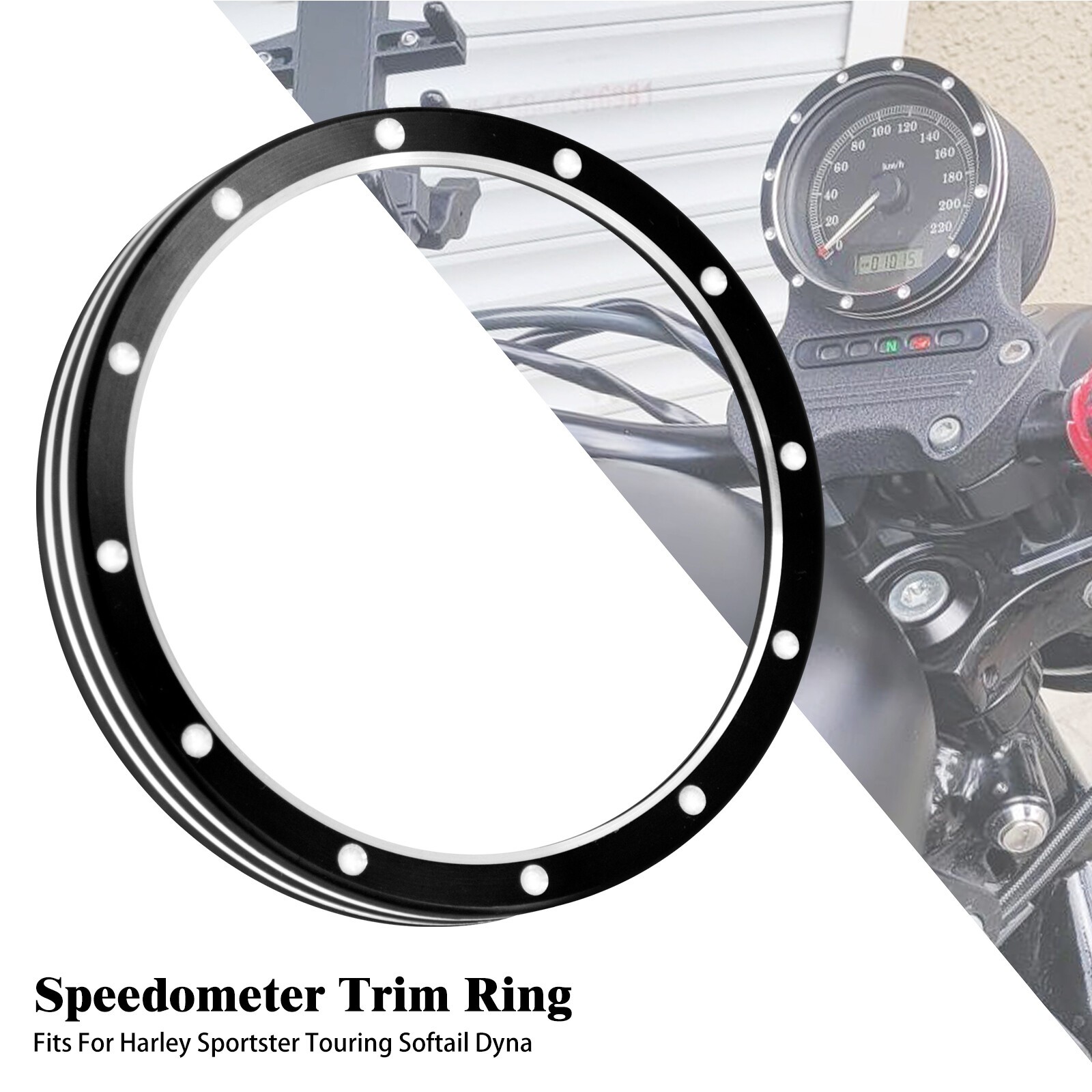 Point Speedometer Gauge Bezel Accent Black Trim Ring For Harley Sportster Dyna