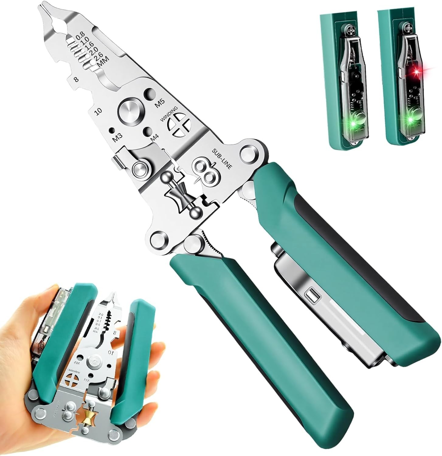 15-in-1 Multi-Function Wire Strippers with Voltage Tester - Compact & Ergonomic