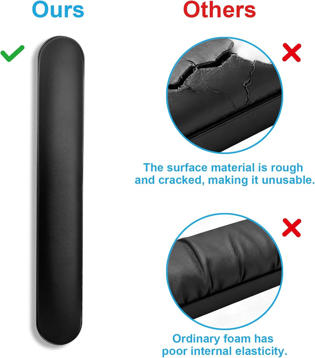 Wheelchair Armrest Pads Replacement, Universal Fit, Comfortable Black Pair 13.8"