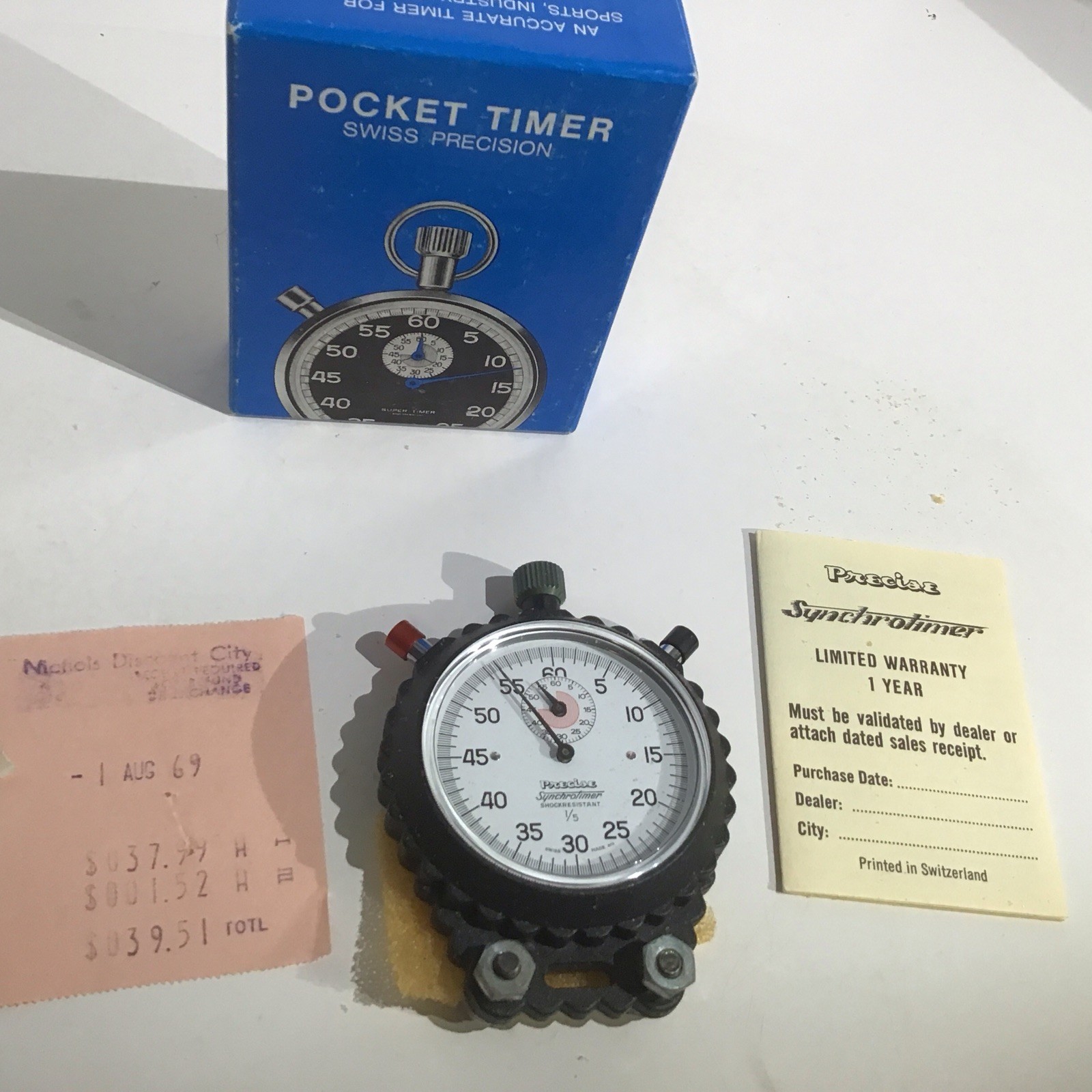 Vtg Precise Synchrotimer Stop Watch Works! Track Field Running Box Instructions