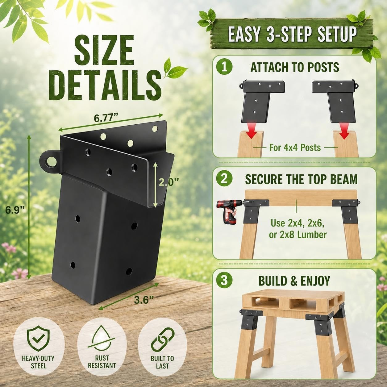 4 Pack Deer Stand Brackets 4x4 Elevator Hunting Platform Tree House Supports