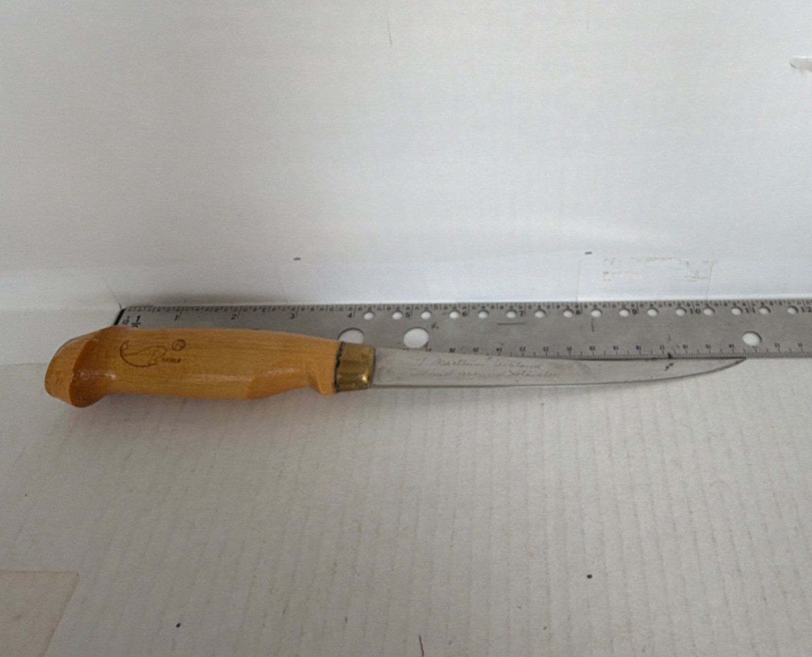 Marttiini Stainless Steel Hunting Knife Wood Handle Clip Point Blade Sheath