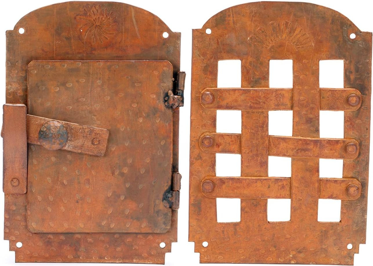 Hand Forged Speakeasy Door Grill with Viewing Door, Rust Finish