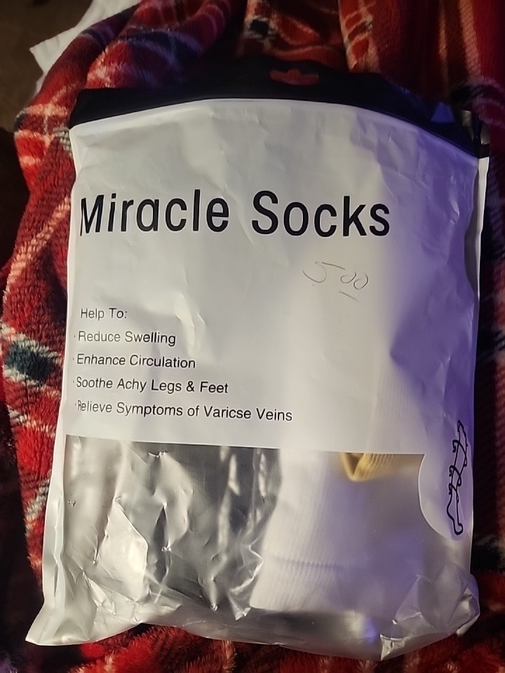 5 Pair-Miracle Compression Socks Black,White,Tan, Navy, Brown Color Size L/XL
