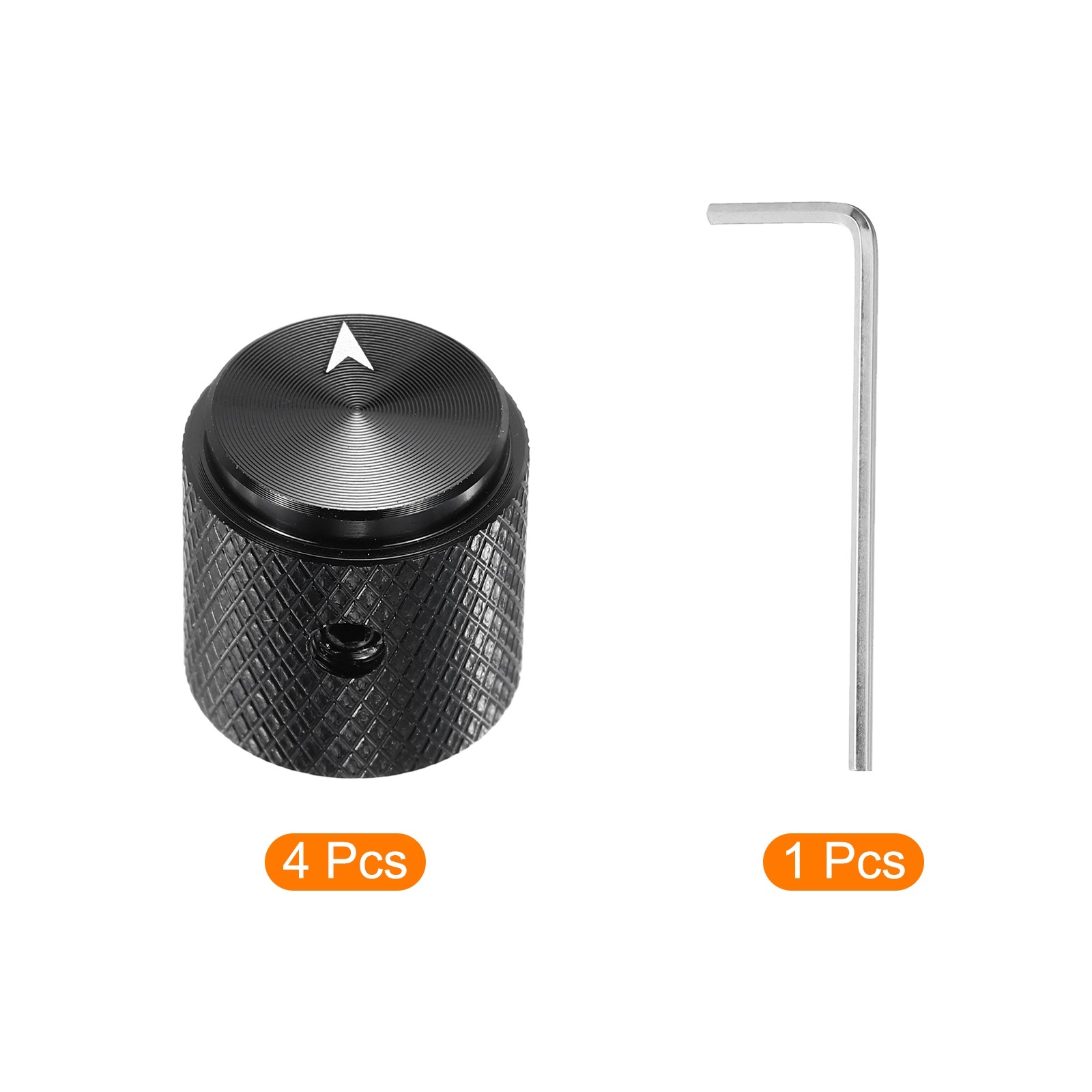 4 Pcs Aluminium Knobs, 6mm IDx15mm ODx15mm, Arrow Indicator, Black
