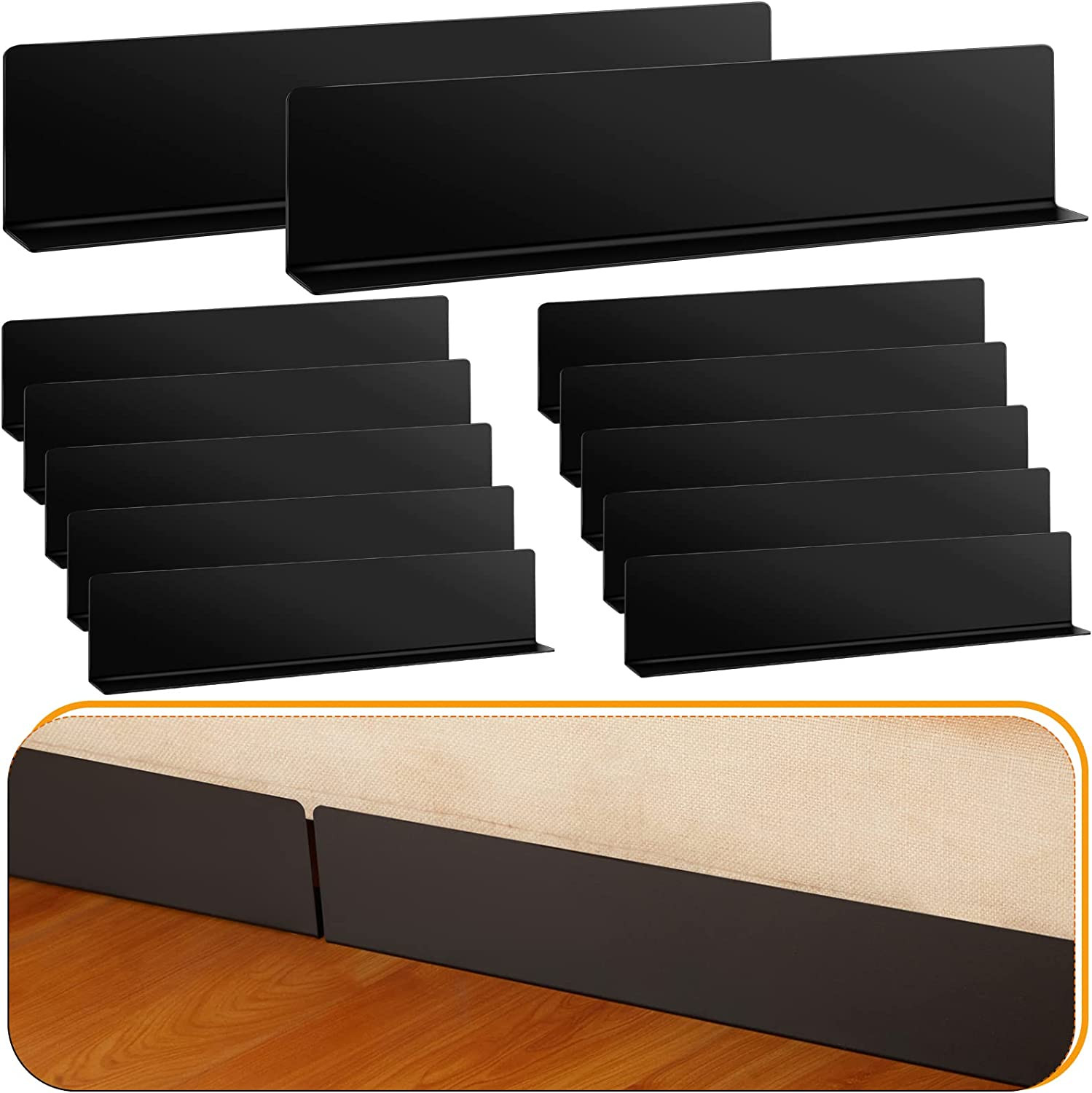 12 Pcs under Couch Blocker Black Couch Blocker for Pets Bumper for under Furnitu