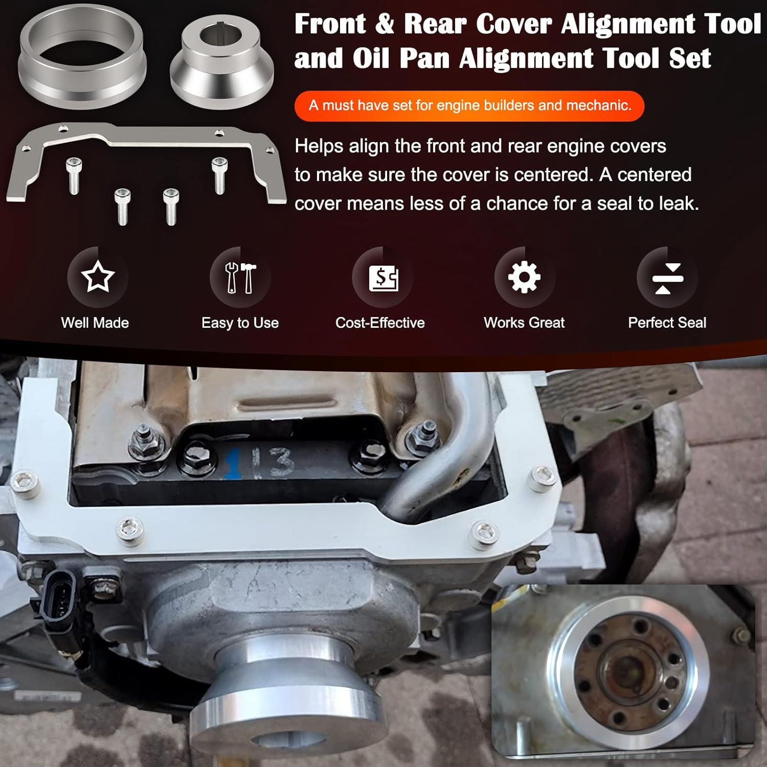 Front and Rear Cover Billet Alignment Tool & Oil Pan Alignment Tool Fits for LS