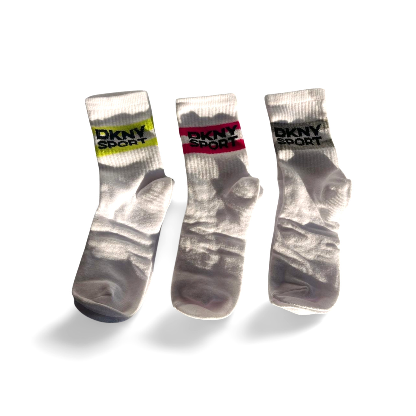 DKNY Womens Crew Socks 3 Pack Logo Gift Set Cotton Blend UK 4-7