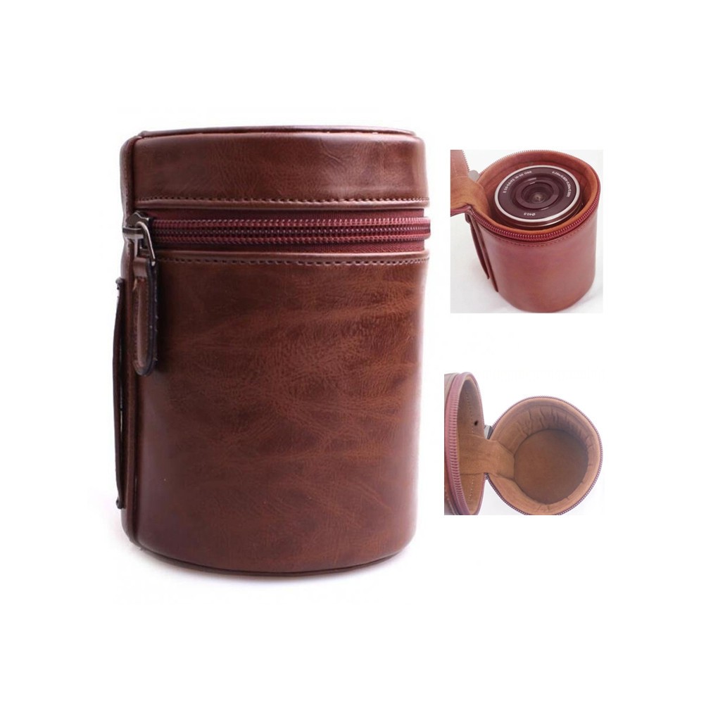 Camera Lens Pouch Case DSLR Water Resistant Set Protector Storage Bag Coffee