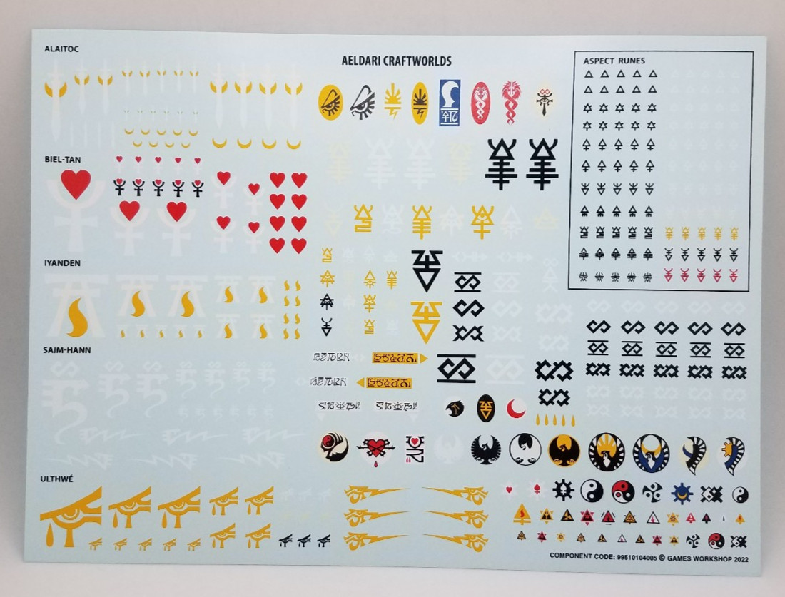 Warhammer 40K Aeldari Transfer Sheet
