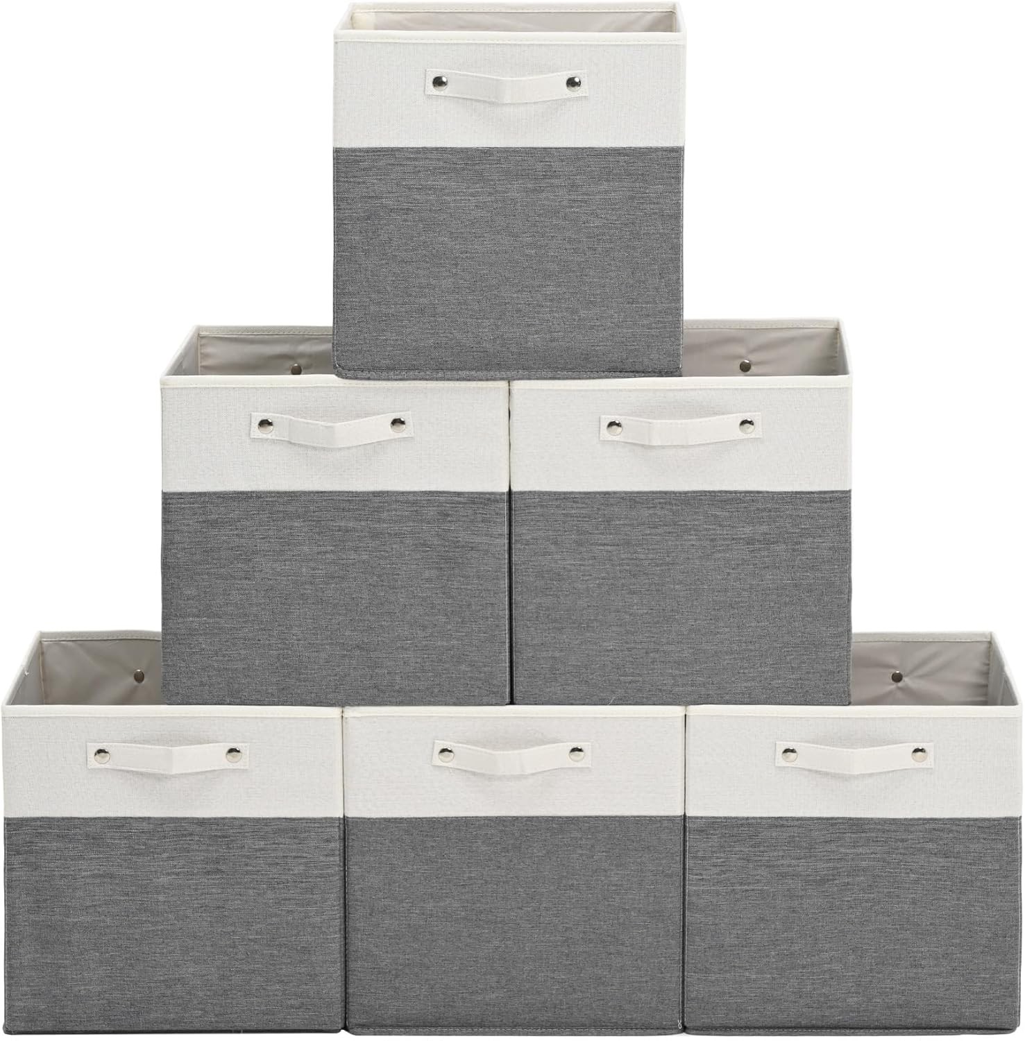 13 x 13 Inch Fabric Organizer, Pack of 6 Fine Linen Organizers White/Gray