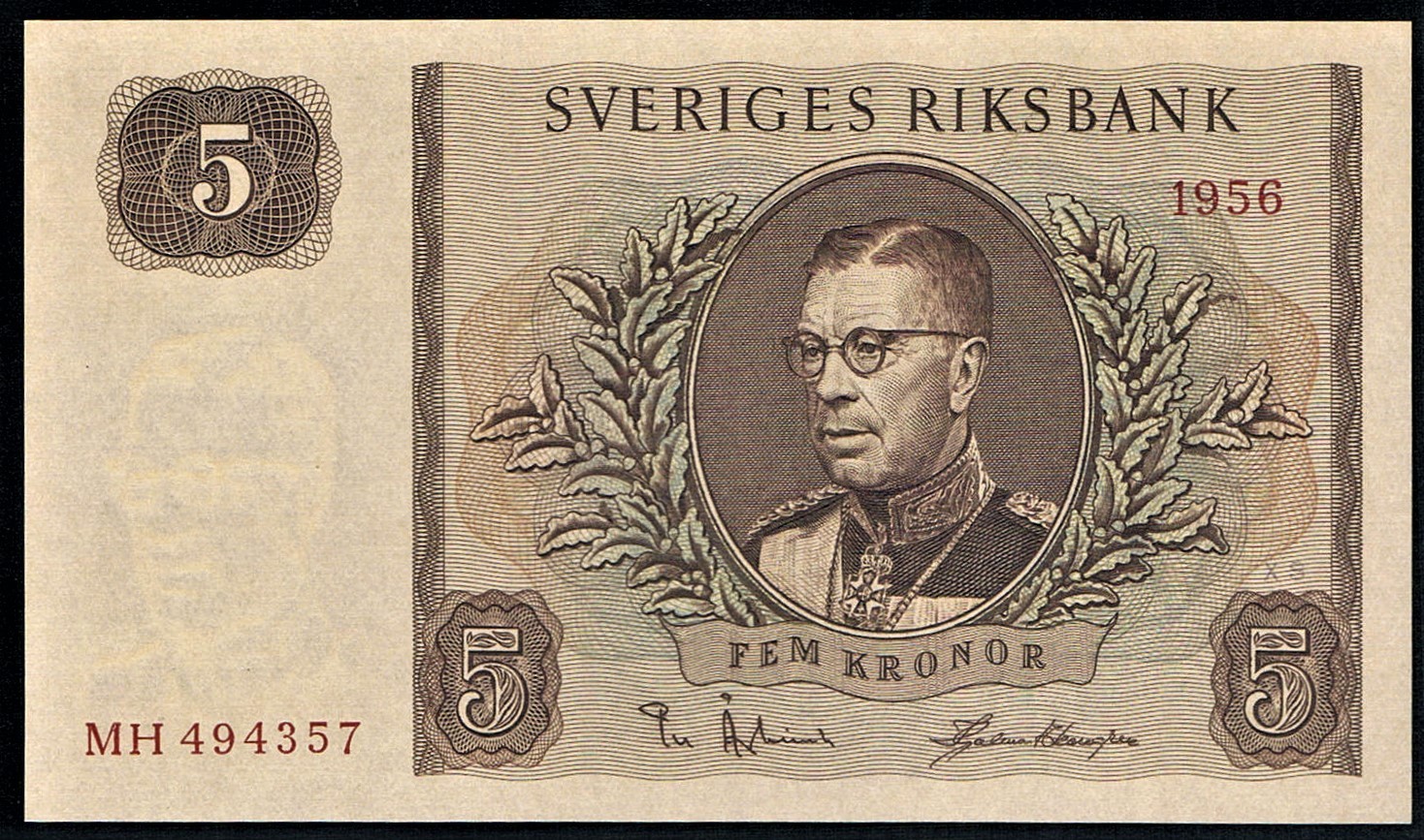 SWEDEN - 5 KRONOR 1956 UNC P 42a