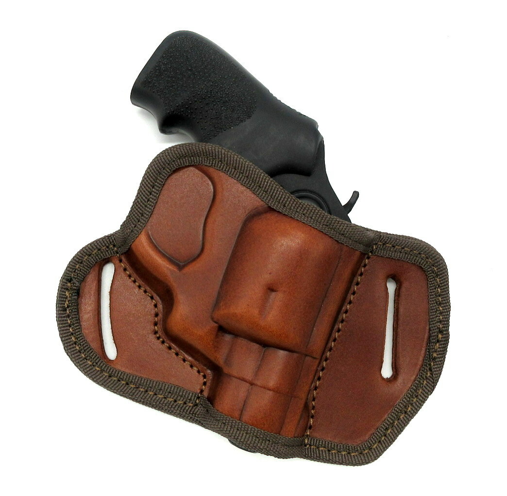 Cebeci Brown Leather Right Hand Open Top Belt Holster for TAURUS 605 POLY 2"