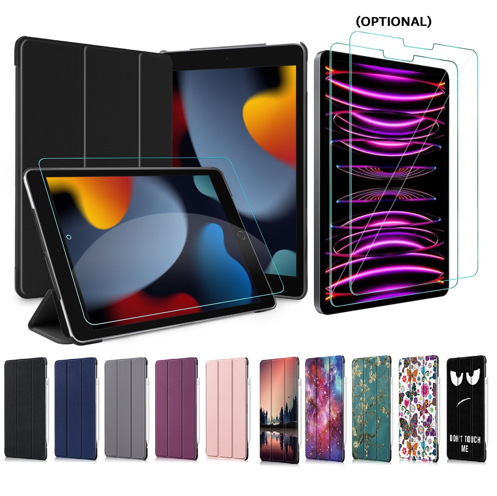 Slim Case For iPad 9th Generation/ 8th Gen/ 7th Gen 10.2" Glass Screen Protector