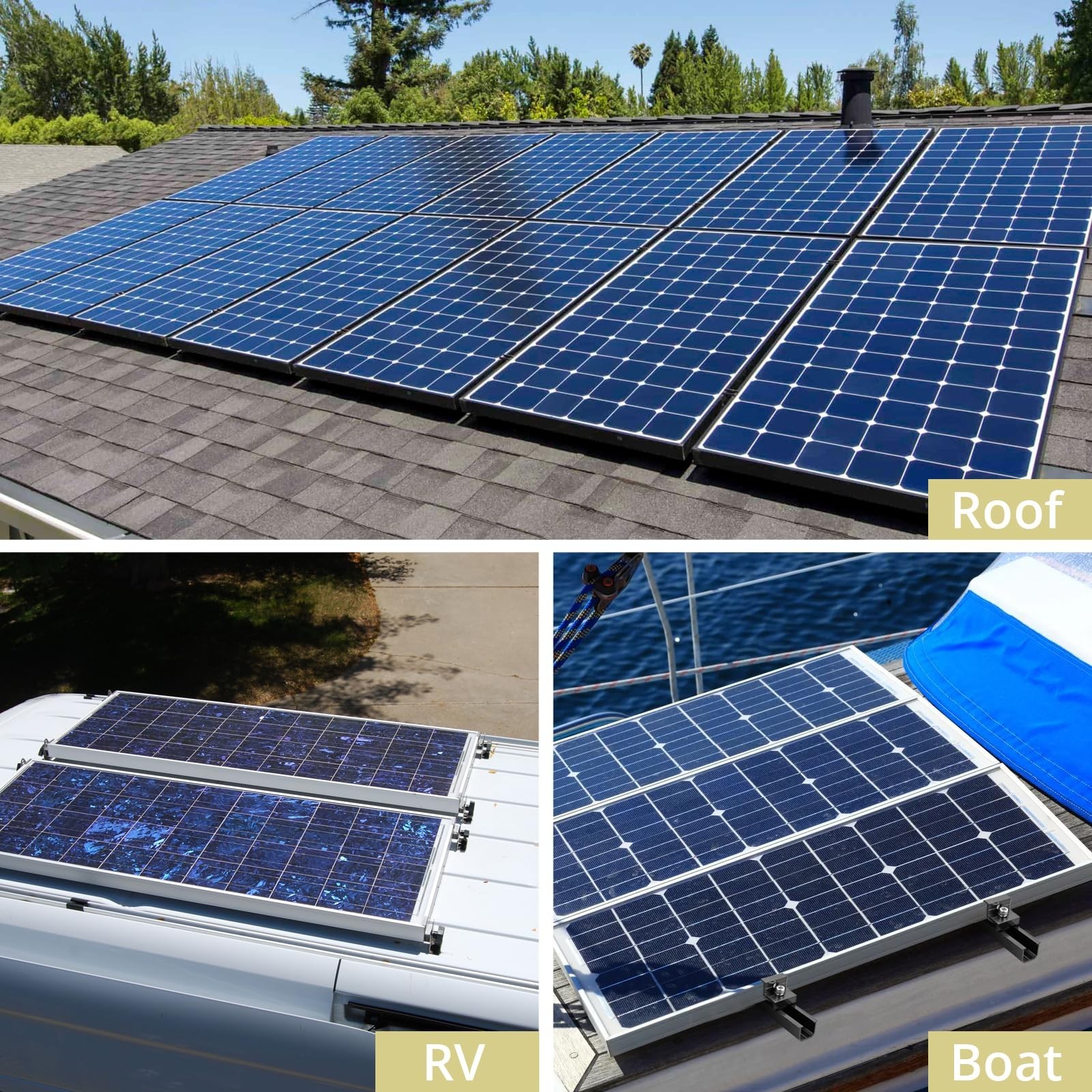 Anbte Solar Panel Bracket Kit, 6 Pcs 7.87 in Aluminium Solar Panel Mounting R...
