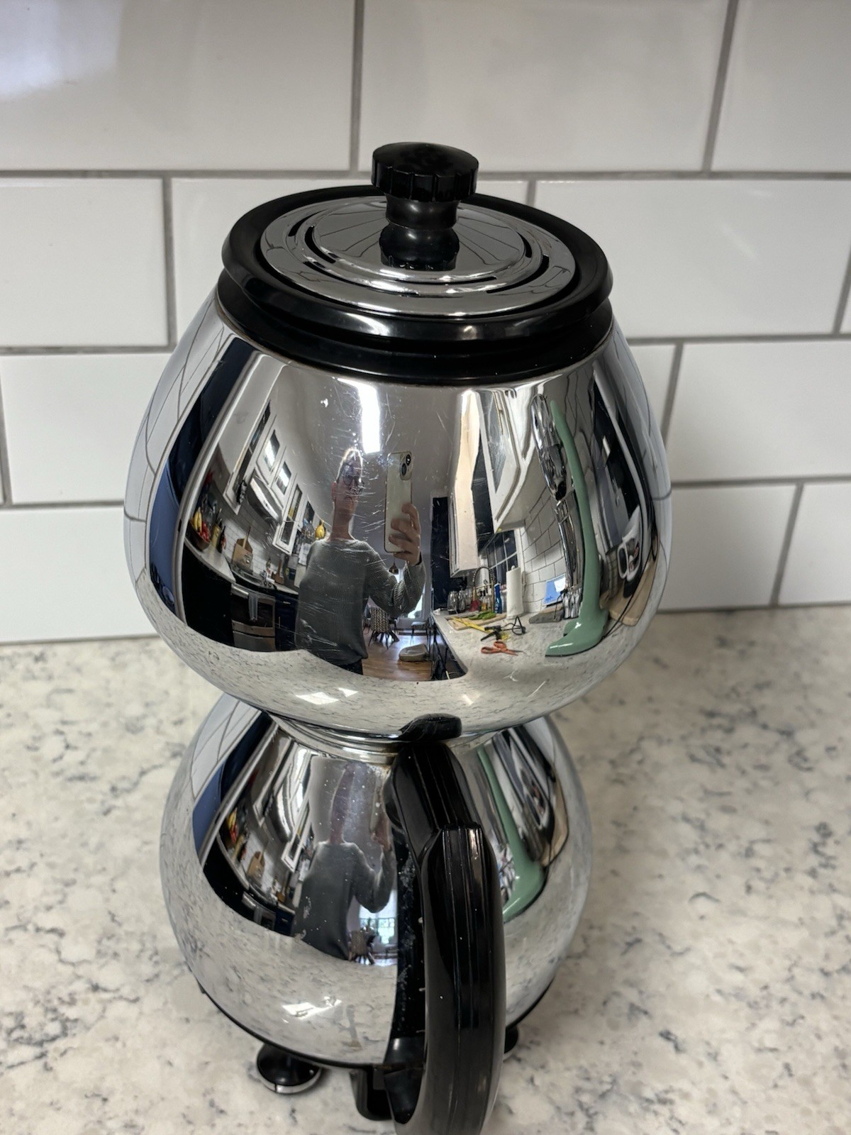 Vintage Sunbeam Coffeemaster “Double Bubble” C20B chrome vacuum coffee maker.