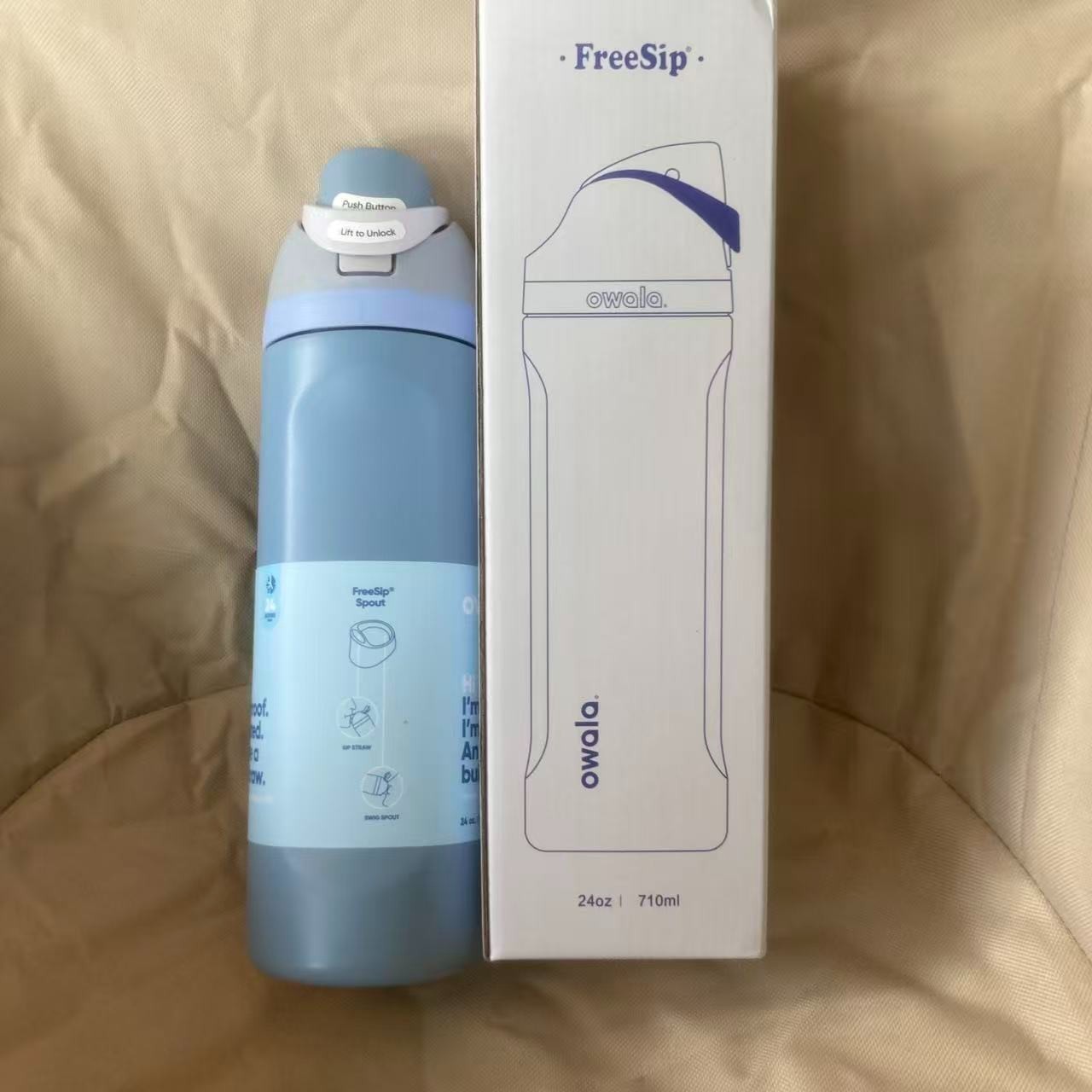 Owala 24 oz FreeSip Water Bottle Sea Salt Sport Mug Top Quality