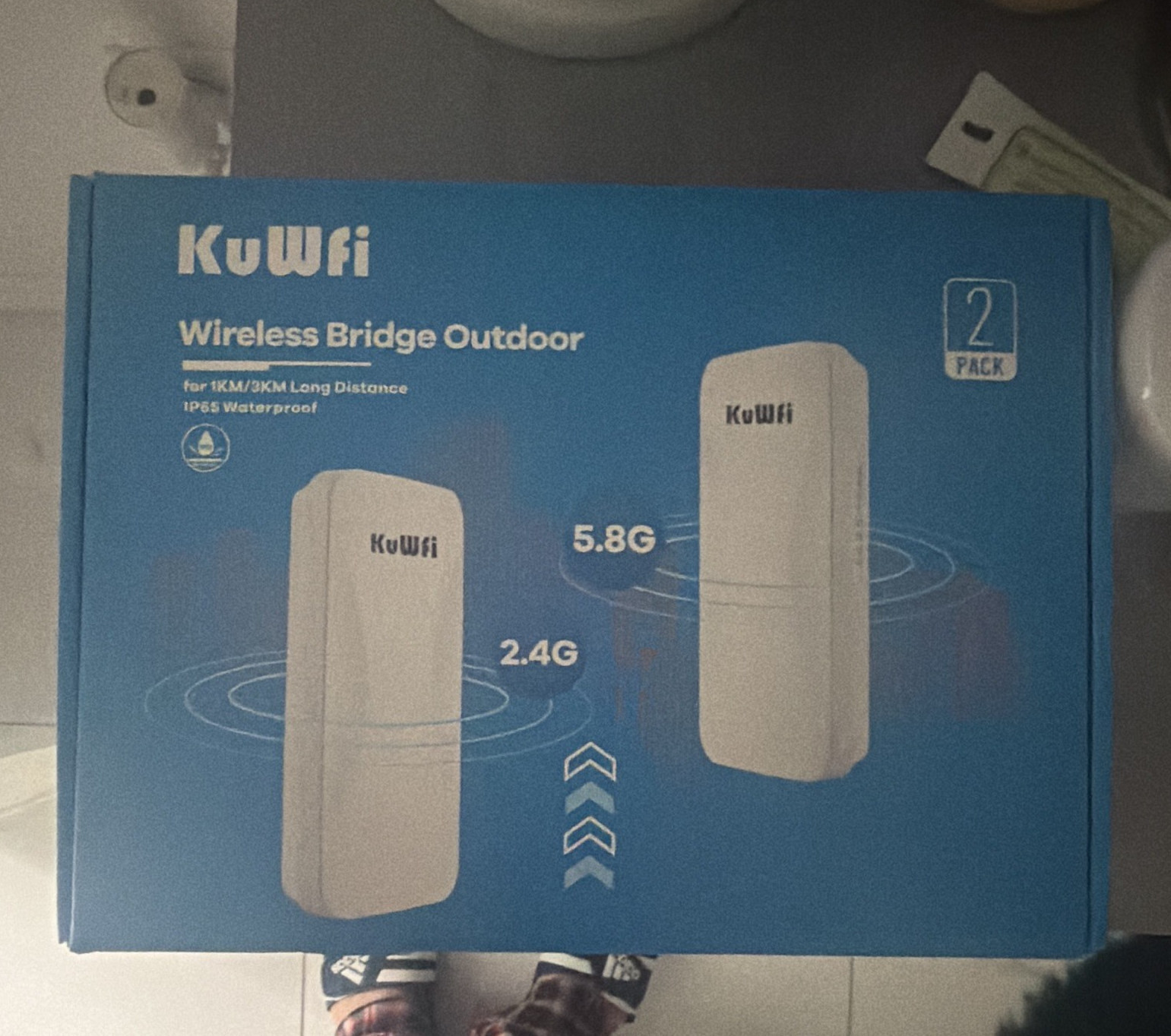 KuWfi Wireless Bridge Outdoor 2-Pack 2.4G/5.8G Wireless Bridge White
