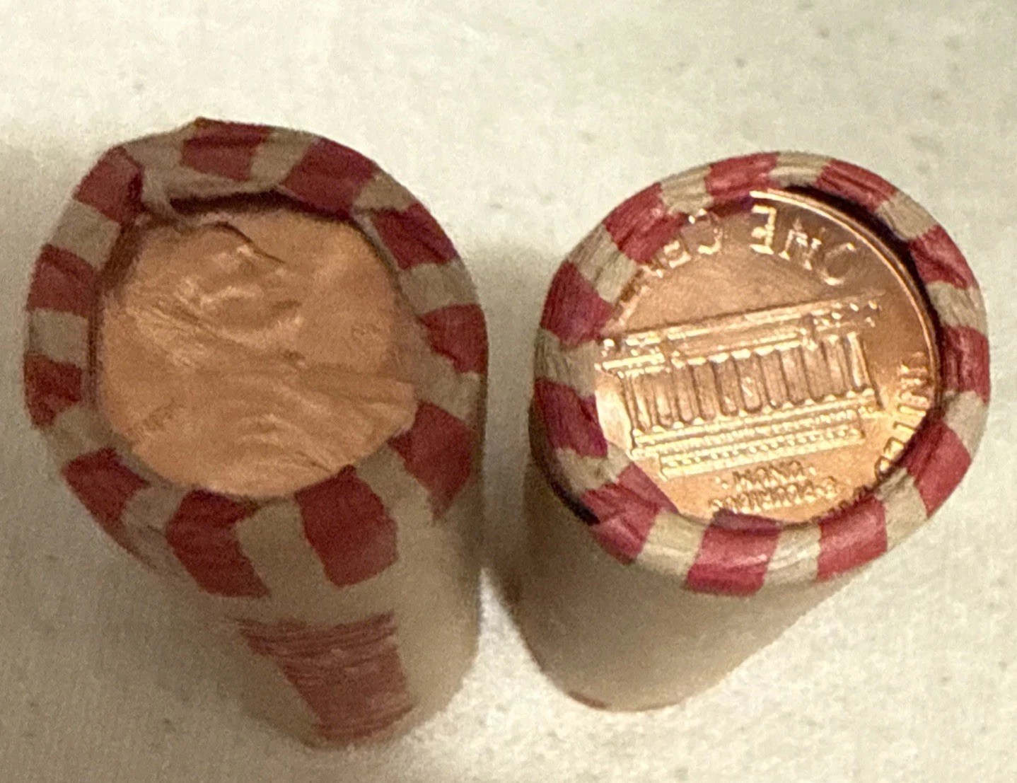 Two 1989 D Bank Shotgun Wrapped Lincoln Cent Rolls