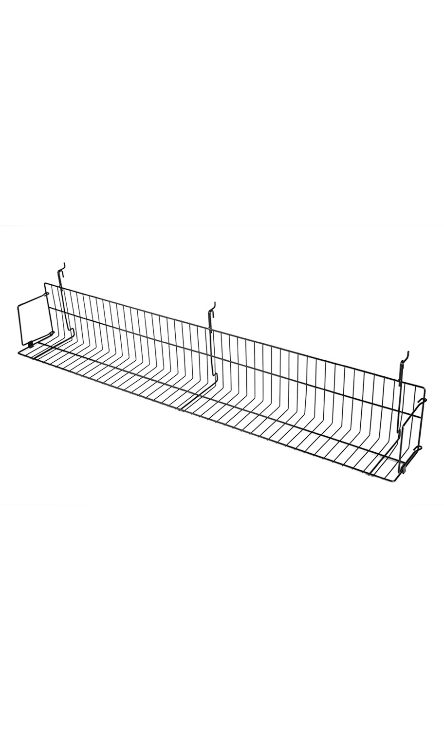 SSWBasics 48" x 6" x 6.5" Black Media Grid Shelf for Slatwall & Wire Grid