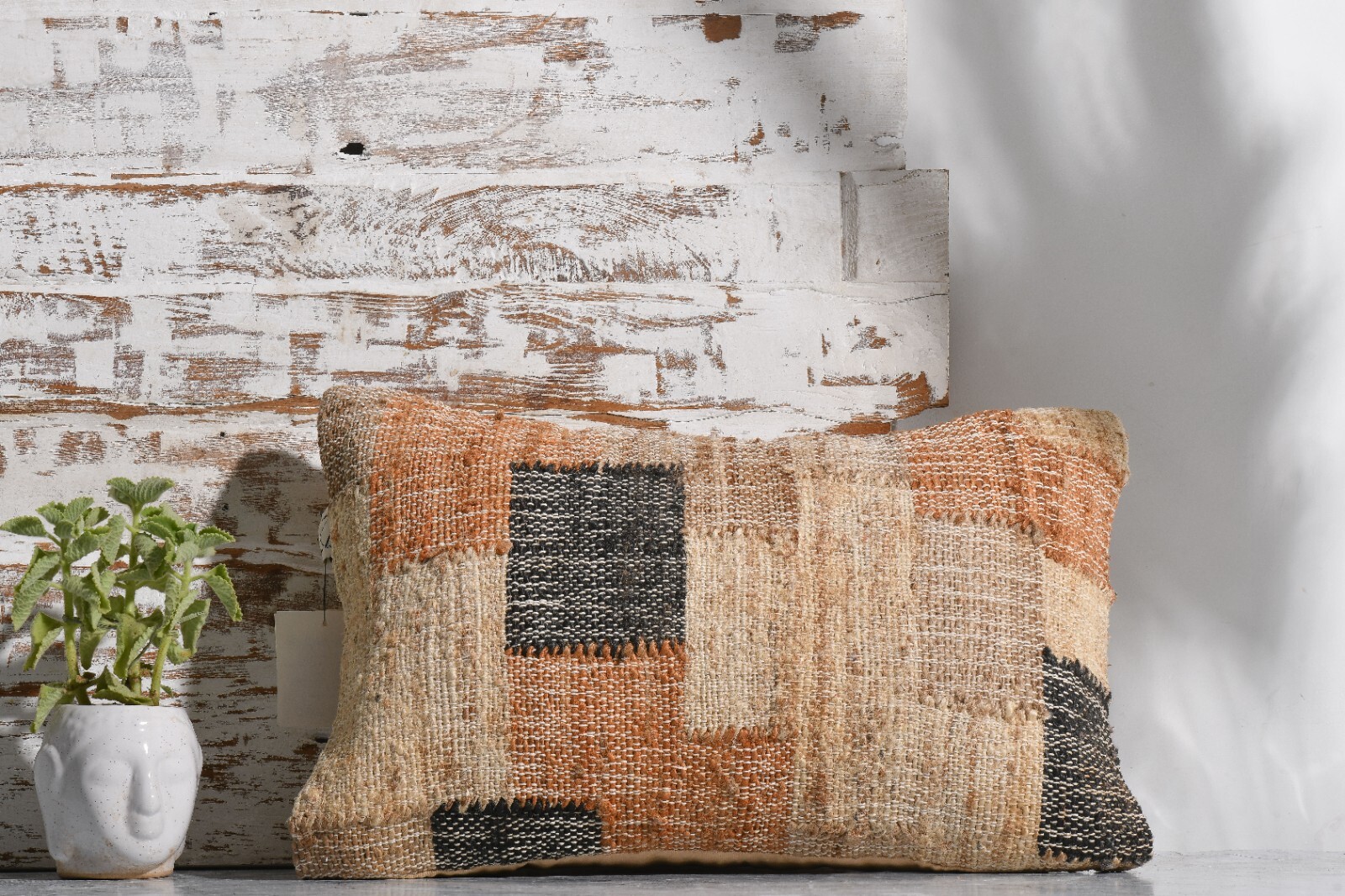 Jute Wool Handwoven/Handloom Rustic Cushion Cover - Weaves '22x14''