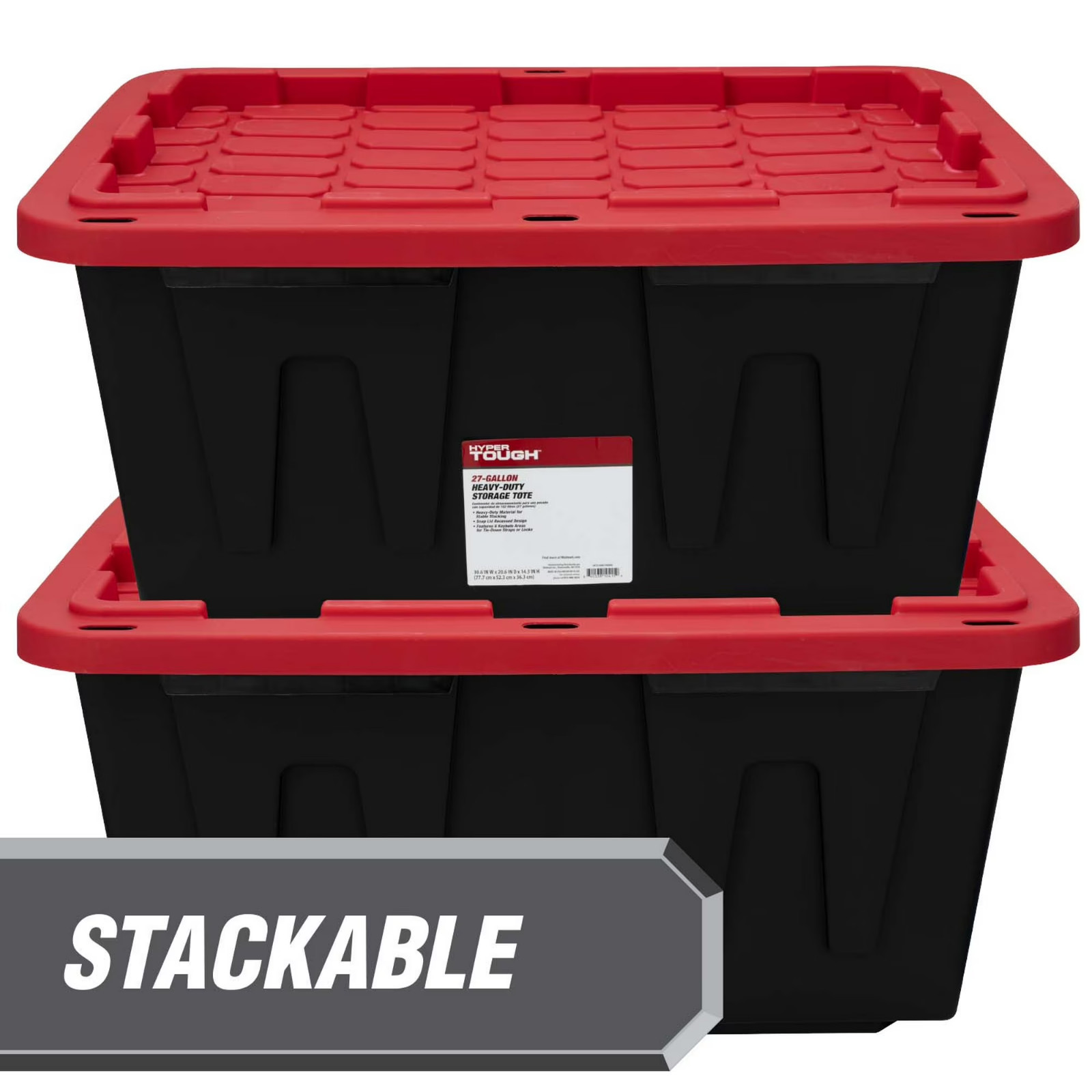 (4 pack) Hyper Tough 27 Gallon Large Storage Bin with Snap Lid