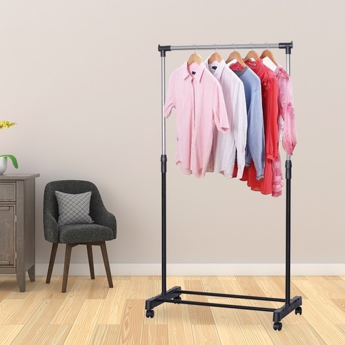Rolling Garment Rack Single Hanging Heavy Duty Clothes Storage Hanger Portable