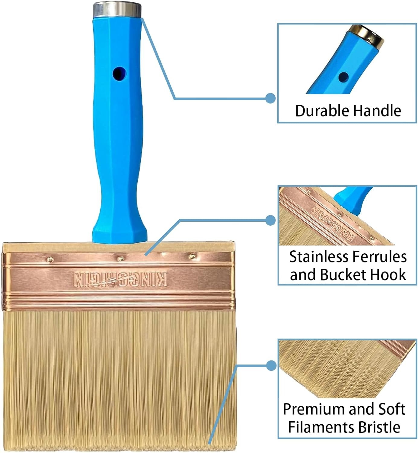 Durable 5-Inch Deck Stain Brush & Extension Handle Combo - 3 Brushes Per Set
