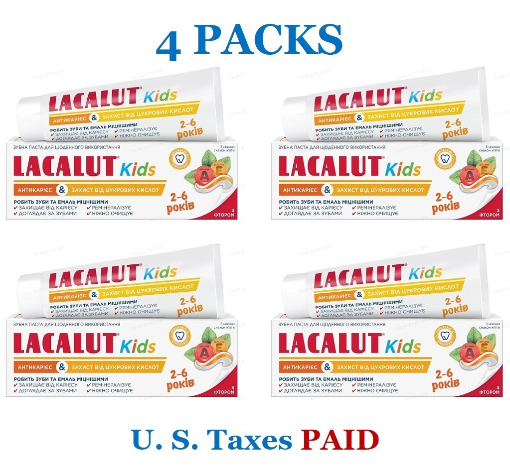 4 LACALUT Kids Toothpaste 2-6 Years Anti-Cavity Sugar Acid Protection Fluoride