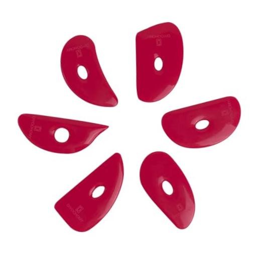 Red Silicone Ceramic Ribs - 6 Pieces - Soft for Mud and Clay Tools