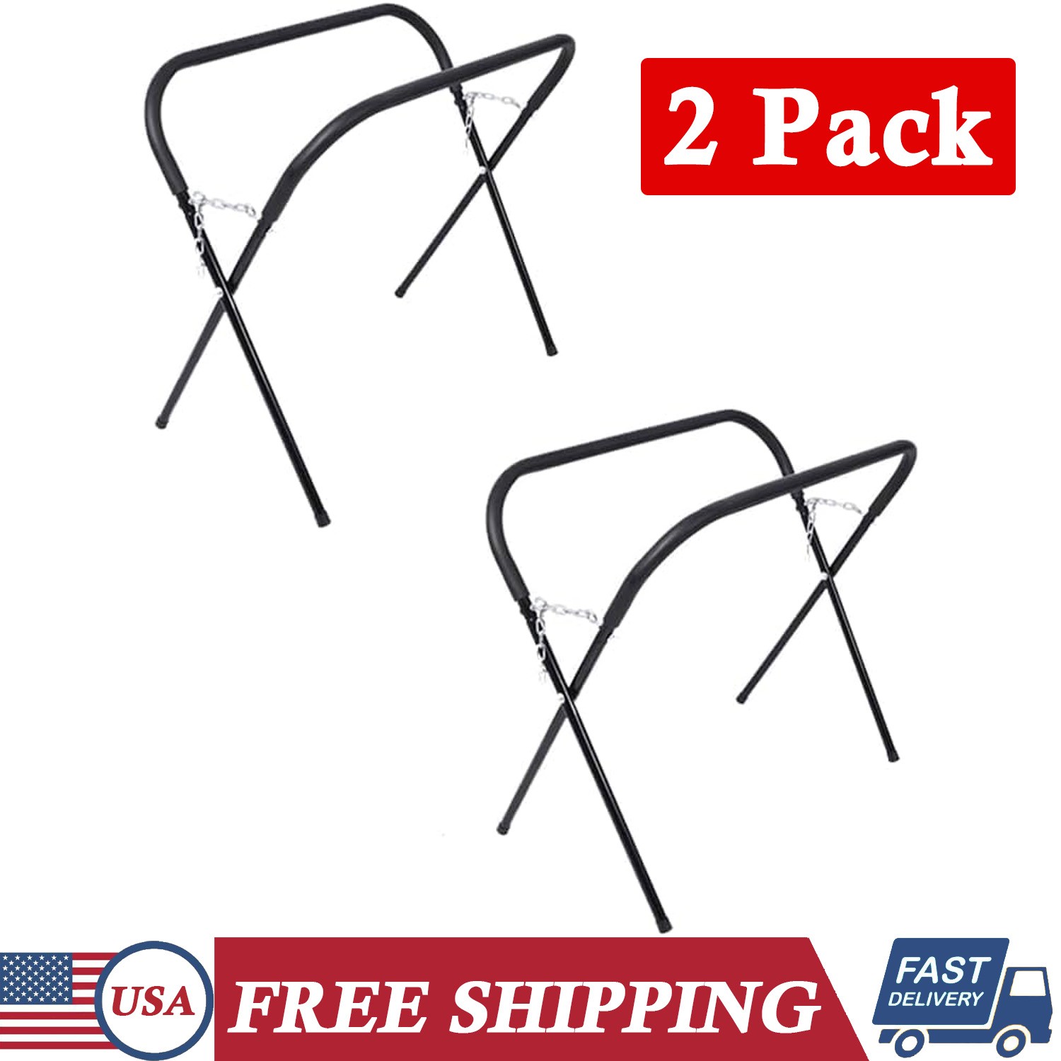 2-Pack Portable Work Stand Foldable Workbench 750lbs Heavy Duty Work Table Black