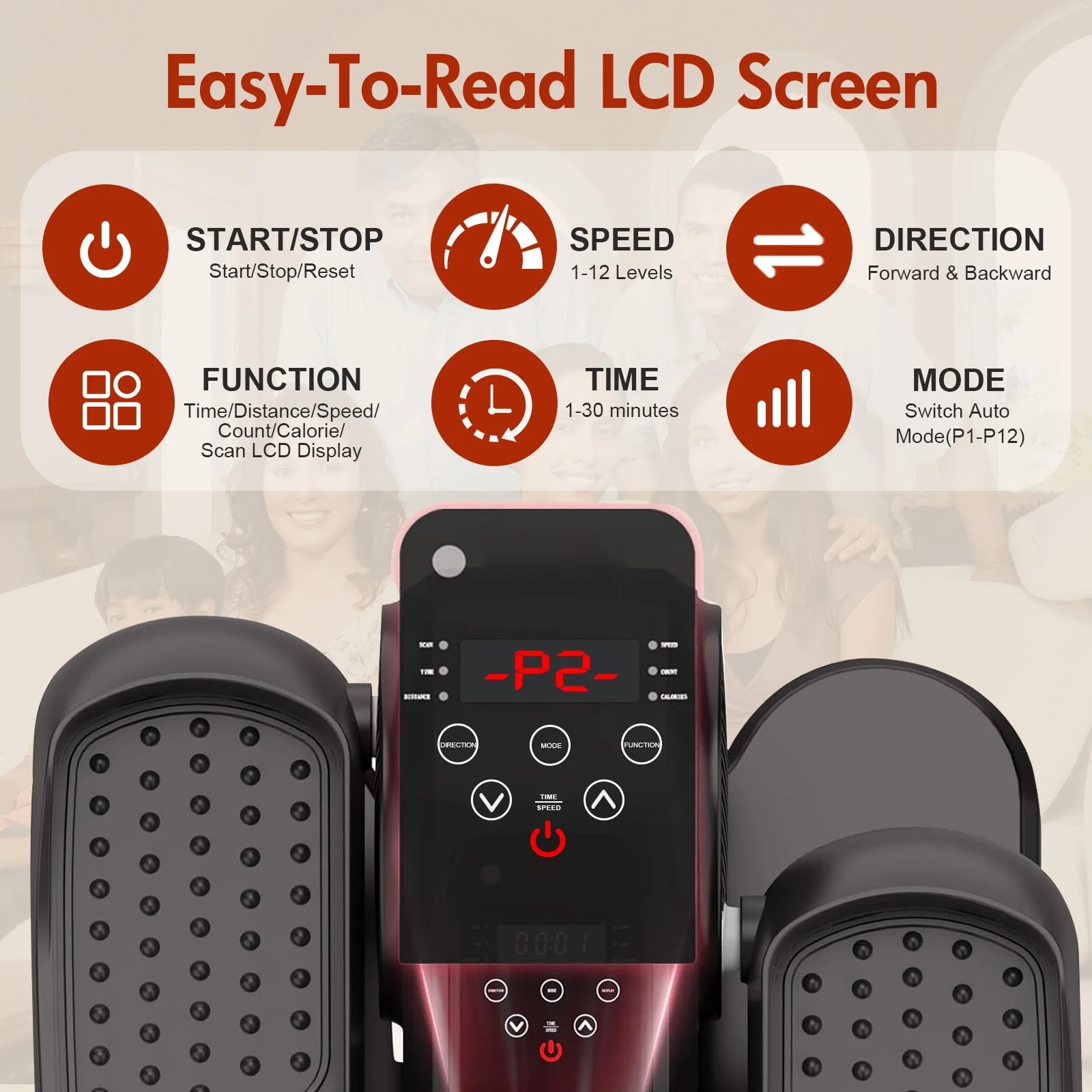 Under Desk Elliptical Machine Portable Mini Leg Exerciser with LCD Remote