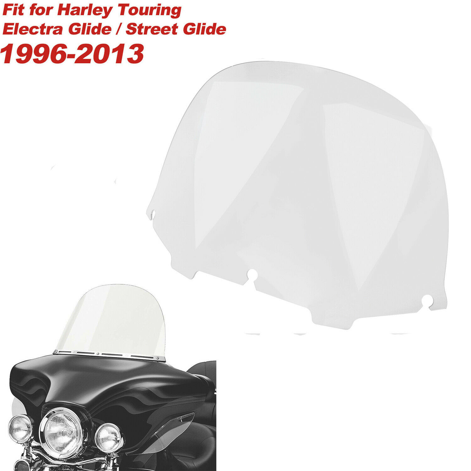 13" Clear Windshield For Harley Davidson Street Electra Glide 96-13 Windscreen