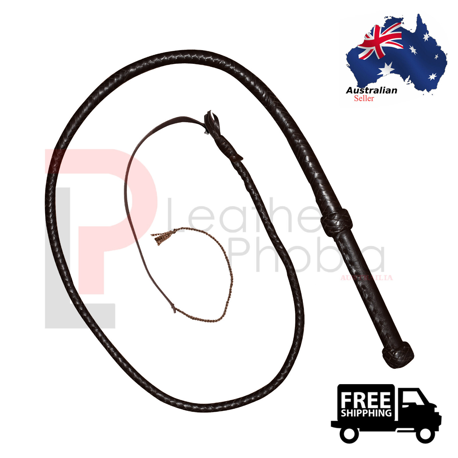 Pure Cow Hide Leather Bull Whip 06 Feet 12 Strands Equestrian Bullwhip Outdoor