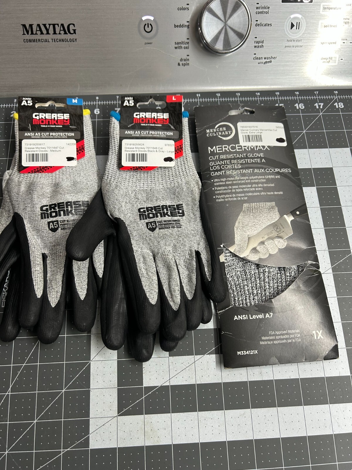 3-pack Grease Monkey Mercermax M/L Nitrile Cut Resistant Dipped Gloves 25563-26