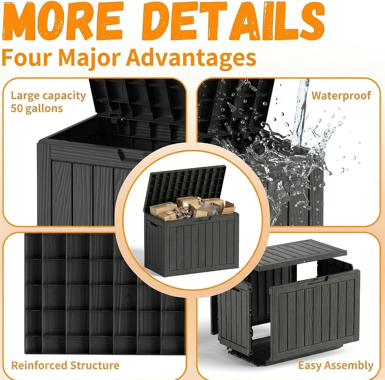 50Gal Package Delivery Box Lockable Outdoor Storage Box | Security, Waterproof R