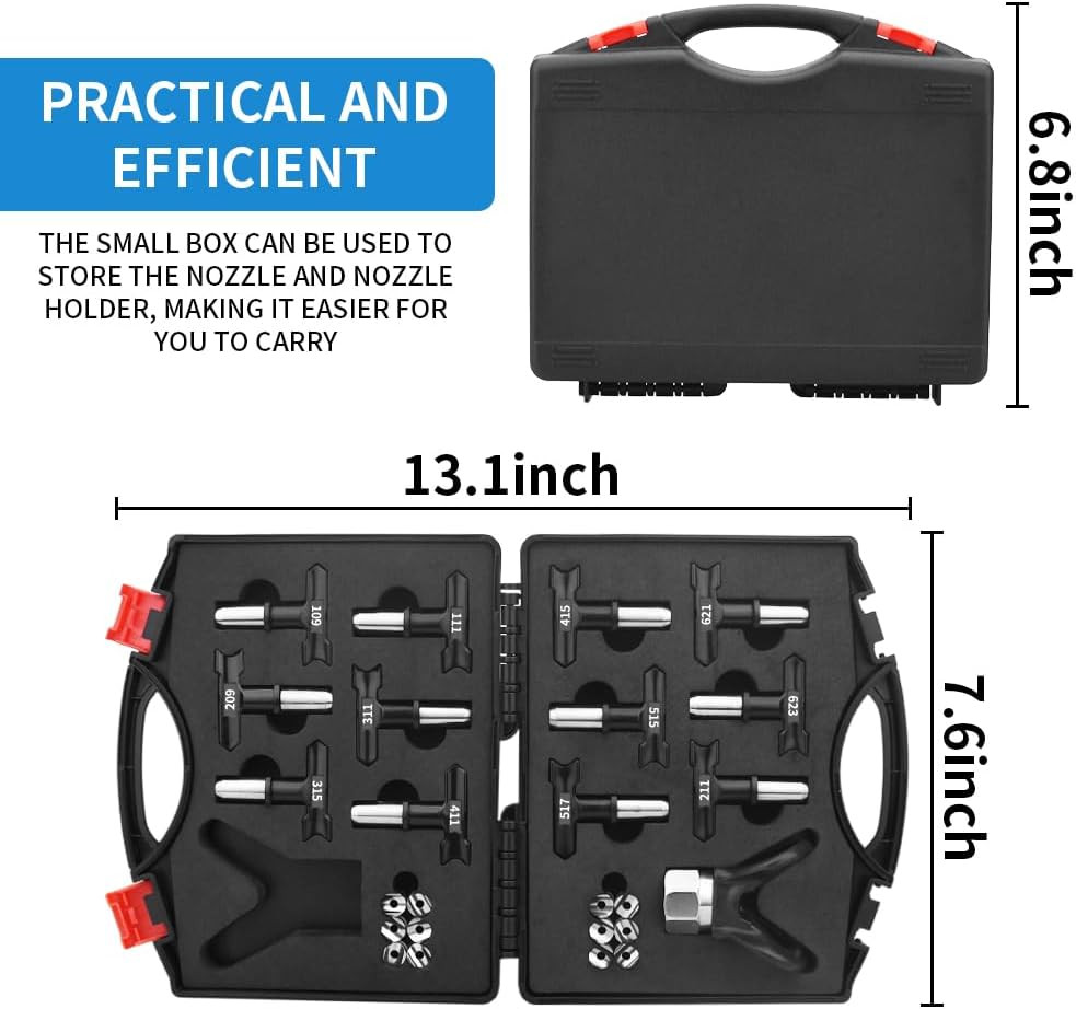 14 Pcs Airless Sprayer Tips, Paint Sprayer Tips, Tip Guard and Black Storage Cas