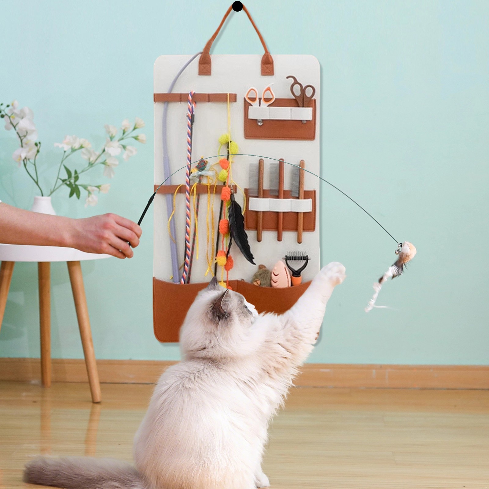 Cat Toy Stick, Catnip Cat Comb Storage Hanging Bag, Wear-resistant And Durable!