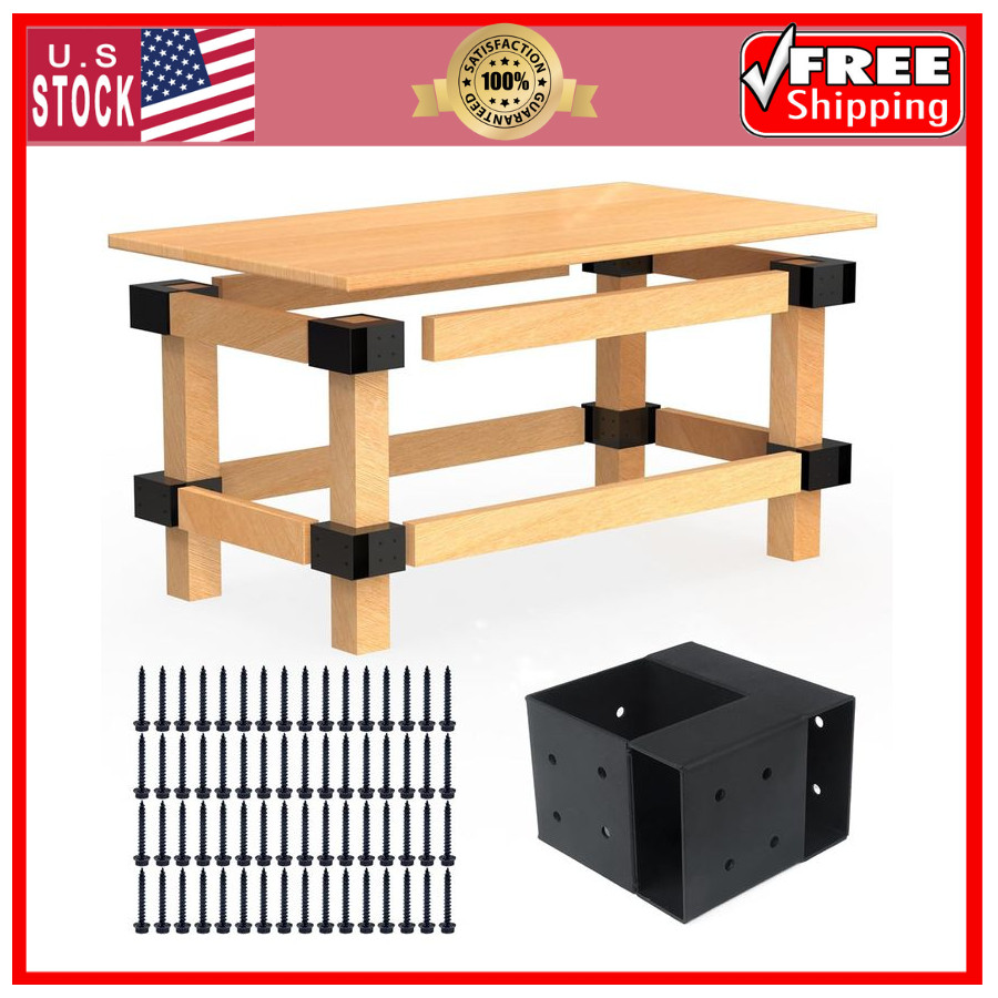 4 Pack Heavy Duty Workbench Bracket Kit for 4x4 2x4 Lumber DIY Garage Table