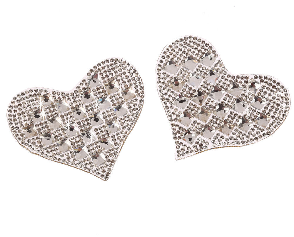 CraftbuddyUS IDM2 4.5cmx6cm One Pair Heart Rhinestne Hotfix Iron On Appliqué