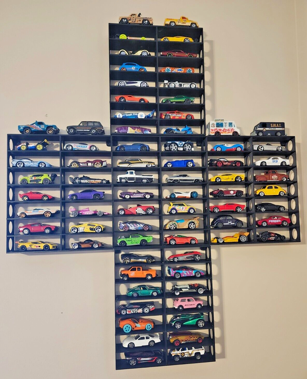3 pack 14 Car Wall Mount For Wheels with Diecast 1:64 Matchbox Display Storage