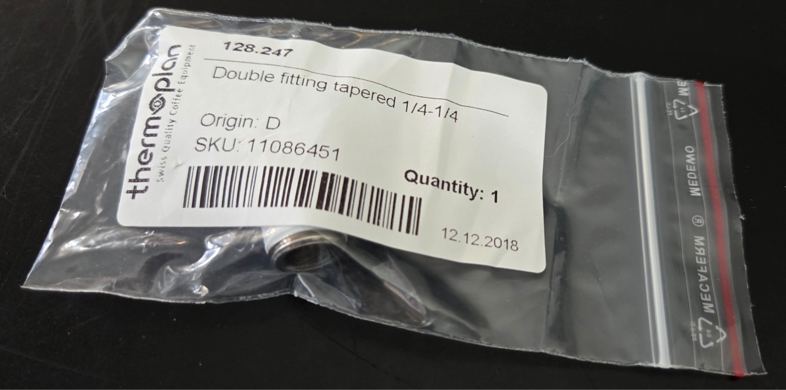 OEM Thermoplan Double Fitting Tapered 1/4" to 1/4" (128.247 / 11086451)