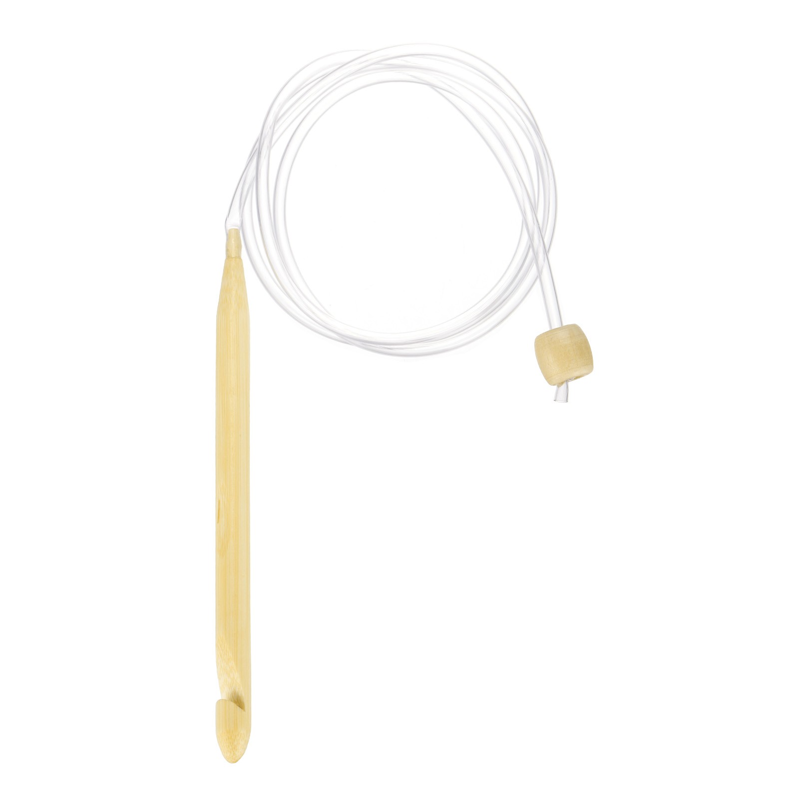 Bamboo Tunisian Circular Crochet Hook 10mm (US N/15) with Cable Bead End