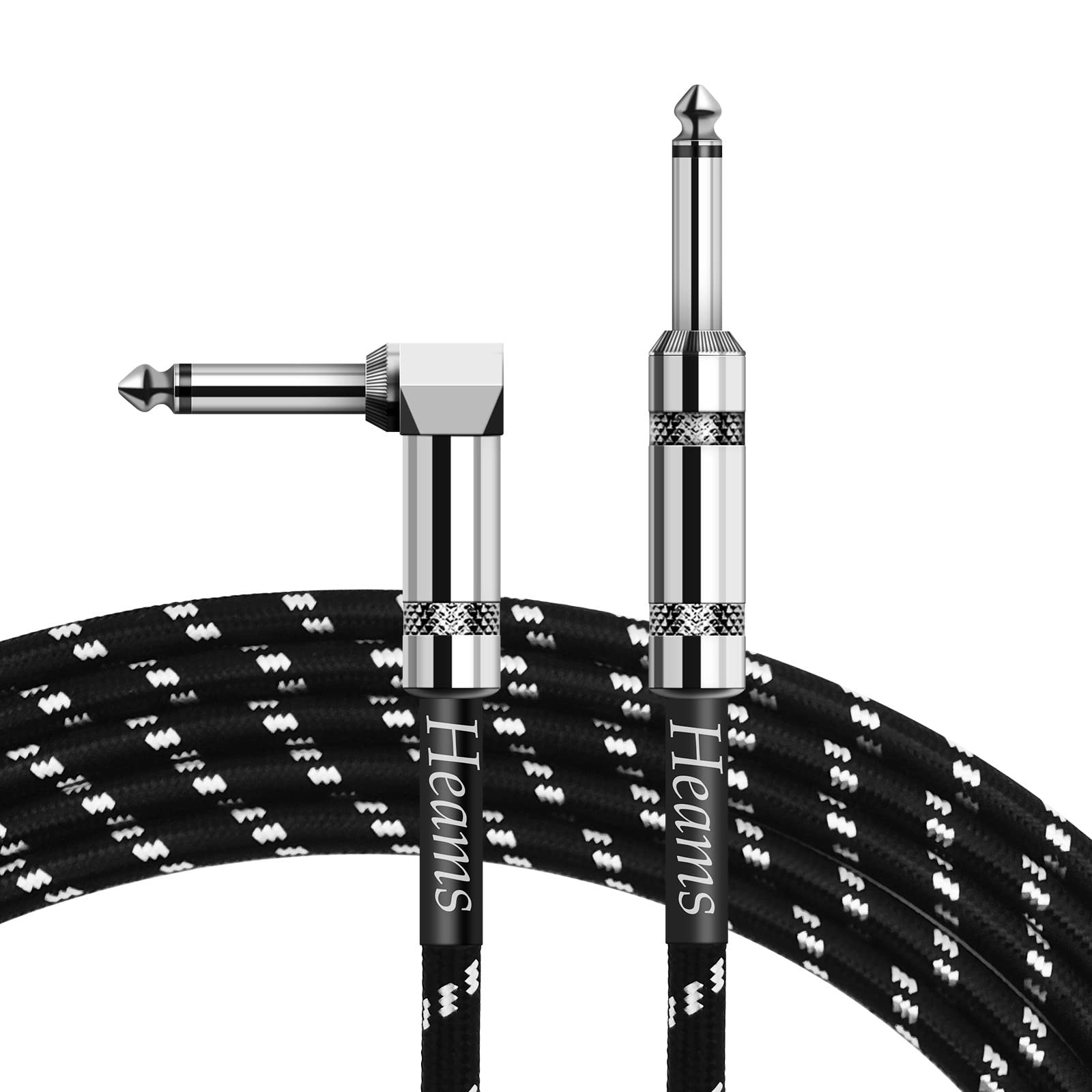 Heams Premium 10 FT Guitar Cable, 1/4 Inch Instrument 10FT, Black White