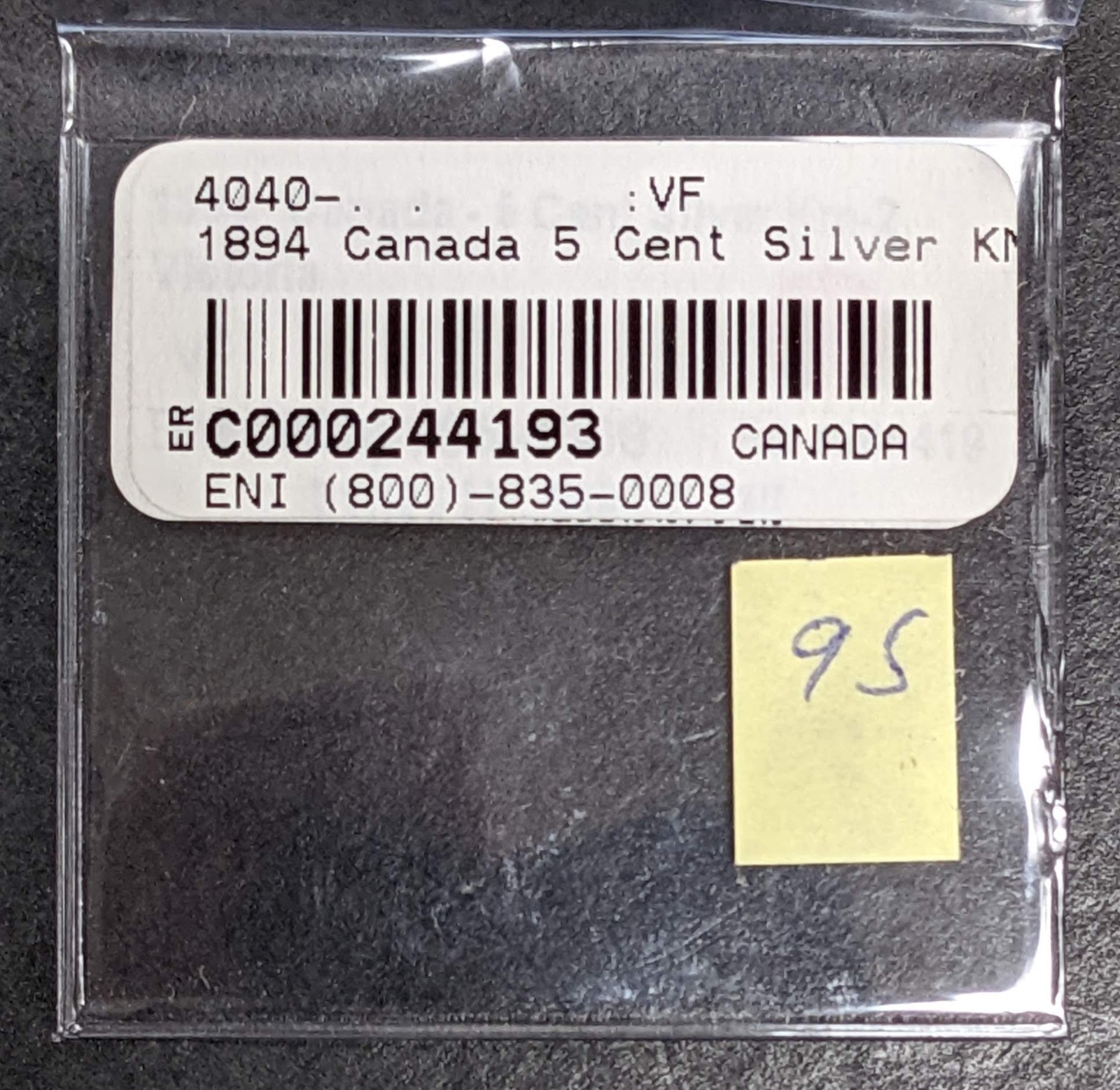1894 Canada 5 Cent Silver Victoria