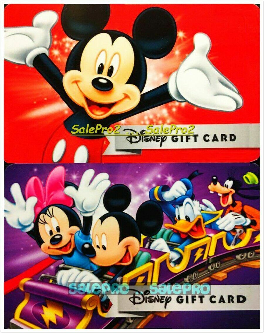 2x DISNEY MICKEY MINNIE GOOFY DONALD DUCK JOY RIDE COLLECTIBLE GIFT CARD LOT