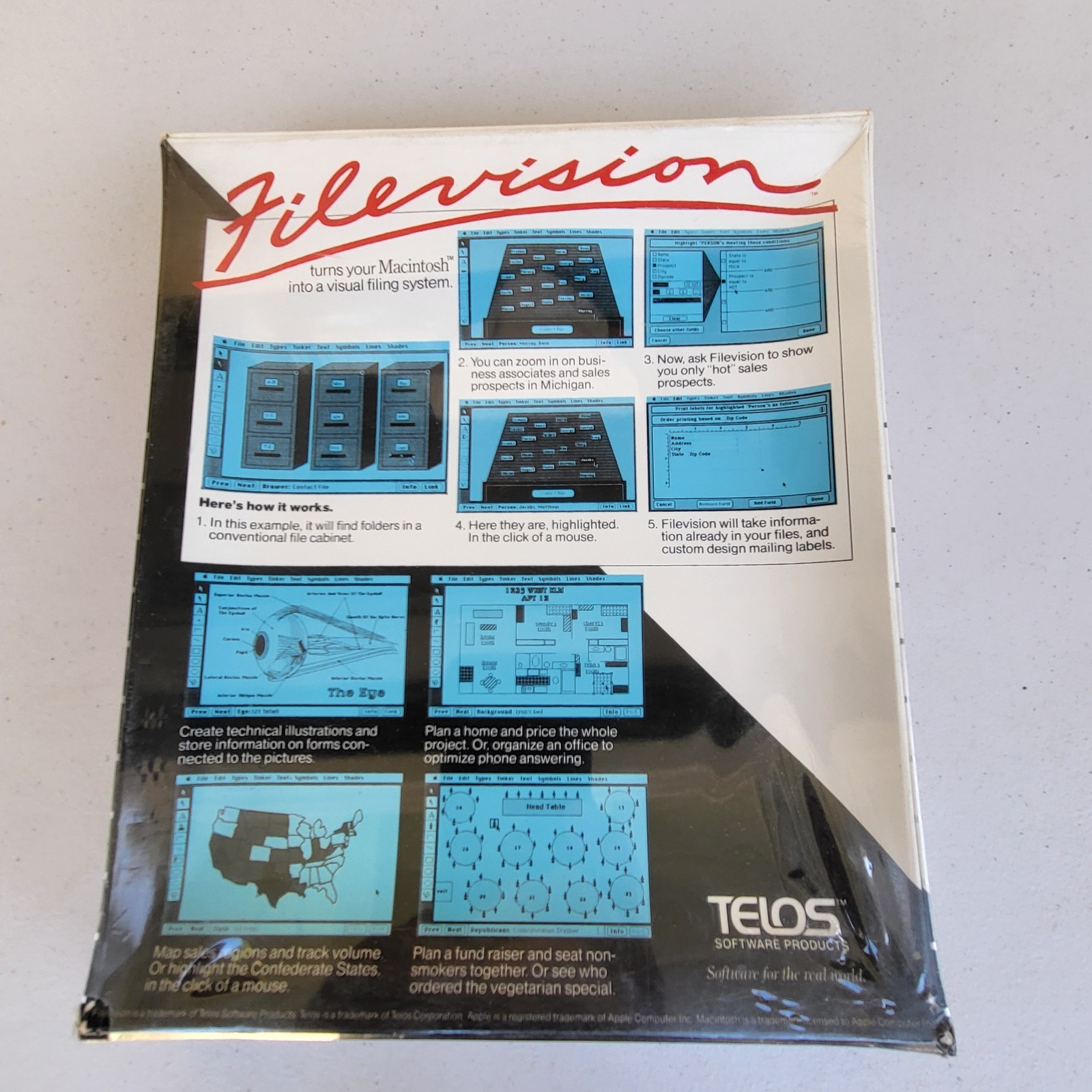 FileVision - Telos Software - Vintage Apple Macintosh Mac - 1984 - NOS Unopened