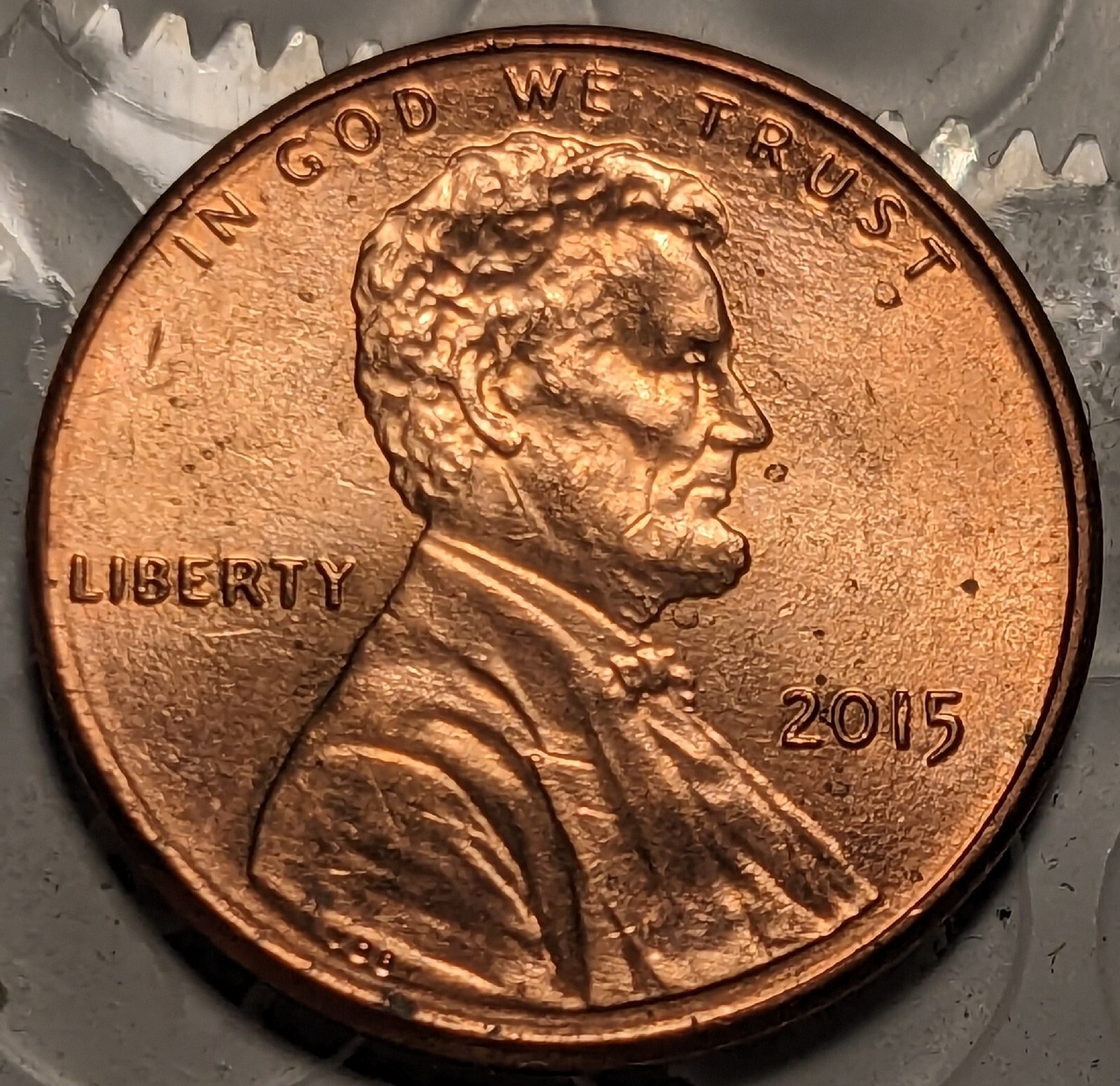 2015 Lincoln Shield Error Cent Split Spiked Head Penny Nice Red Coin
